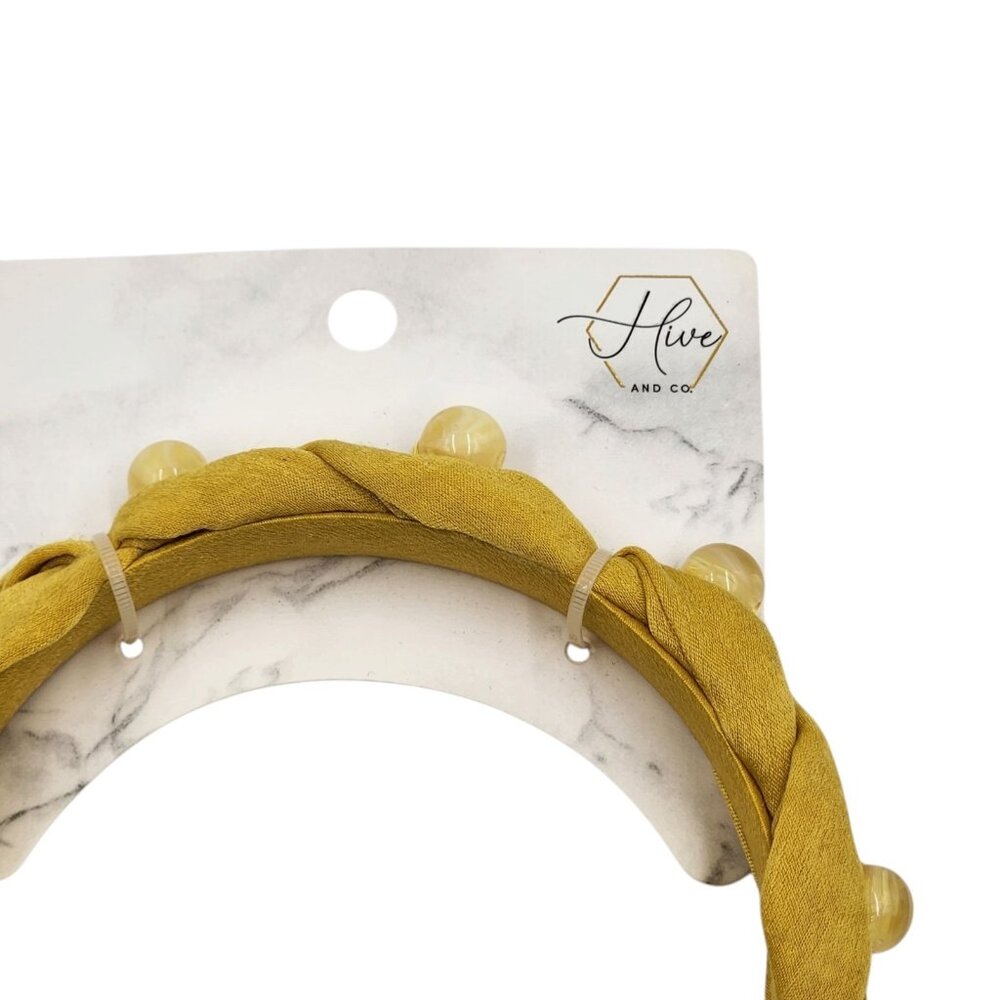Hive and Co. Headbands Braid Silky Old Gold Texture Knotted Twist Mustard Yellow - Picture 2 of 7